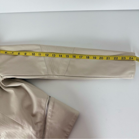 BLANKNYC Faux Leather Moto Jacket in Ivory Beige - Size M - Picture 9 of 13